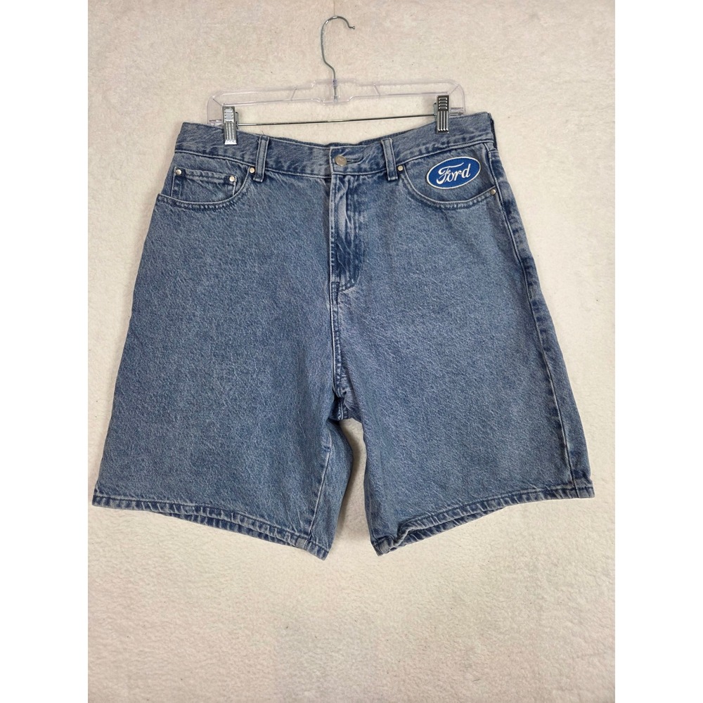PacSun Ford Denim Shorts Mens 34 Light Wash Blue Cotton Relaxed Fit Automotive
